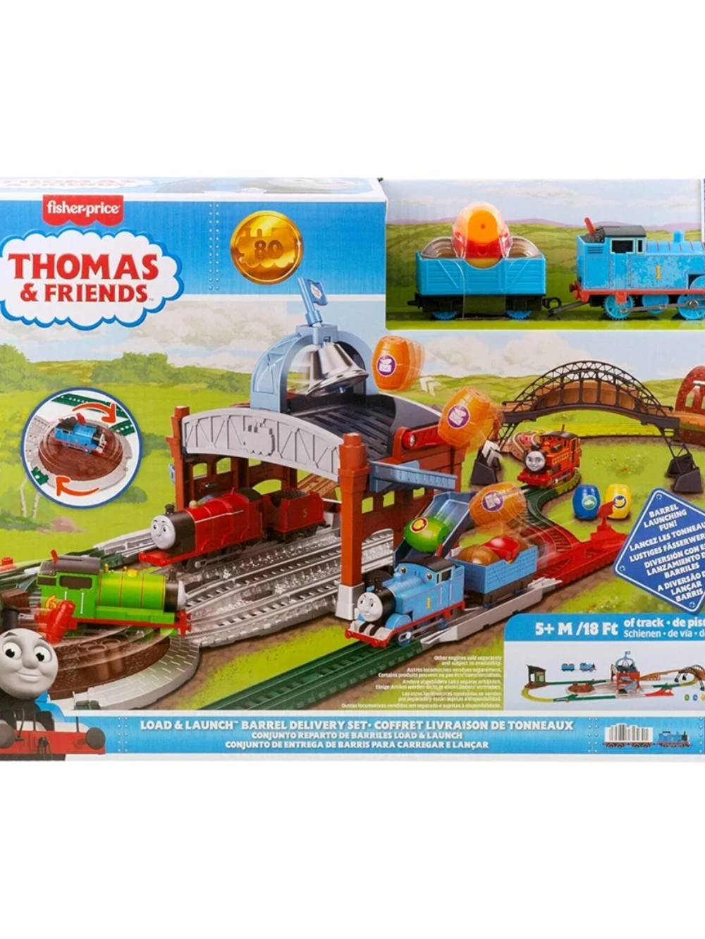 Thomas & Friends Toy Train Playset by Fisher-Price, Load & Launch Barrel Deliver